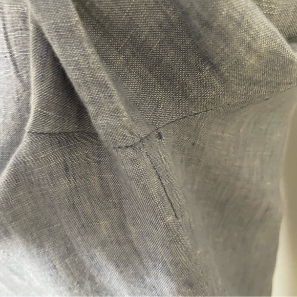 Vineyard Vines Tunic Top Embroidered Linen 3/4 Sleeve Rope Detail Blue Cream - Picture 5 of 11